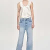 Hot Source Unknown Jean Long A Jambe Droite, Bleu Vintage Clair