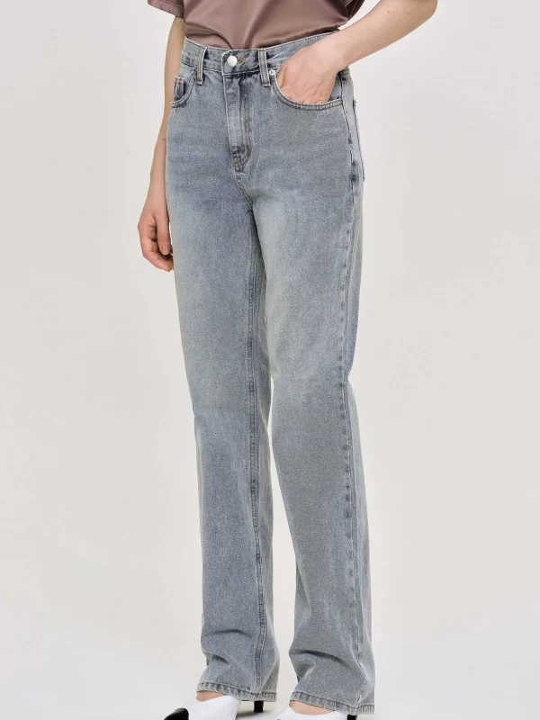 Cheap Source Unknown Jean Long Taille Haute, Bleu Cendre