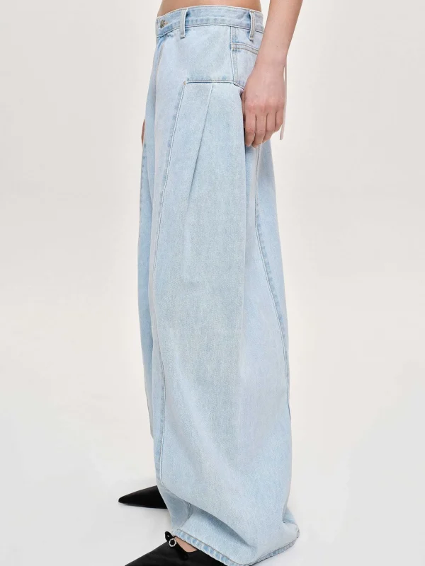 Hot Source Unknown Jean Oversize Double Face, Bleu Clair