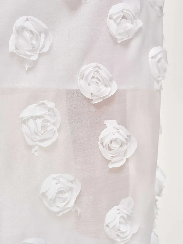 Cheap Source Unknown Jupe Mi-Longue A Appliques Roses, Blanc