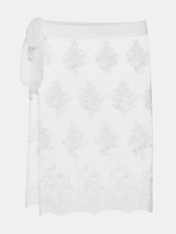 Online Source Unknown Jupe Portefeuille A Applique Floral, Blanc