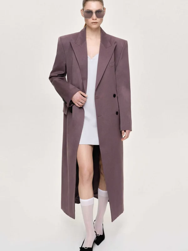 Clearance Source Unknown Manteau Long Sablier Delphina, Gris Mauve