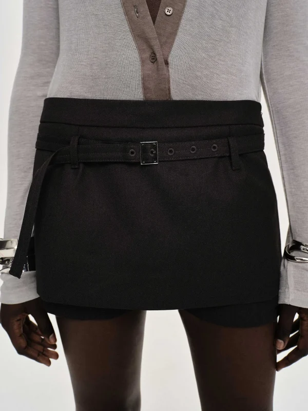 Store Source Unknown Mini-Jupe-Short Ceinturee Rioni, Haricot Noir