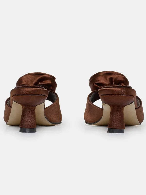 Cheap Source Unknown Mules En Satin Avec Appliques Roses, Chocolat