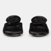 Fashion Source Unknown Mules En Satin Avec Appliques Roses, Noir