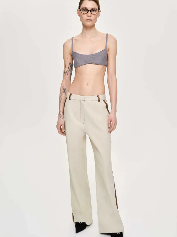 Flash Sale Source Unknown Pantalon A Finitions En Cuir, Toile