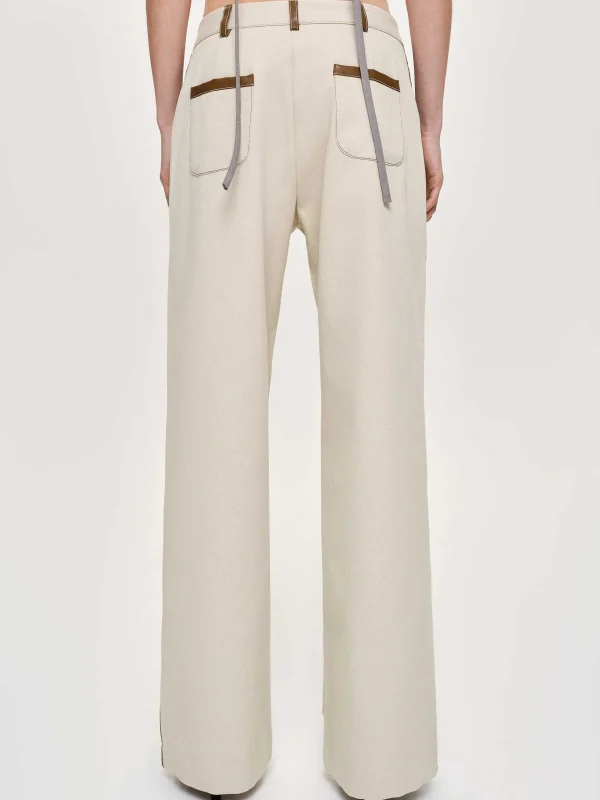 Online Source Unknown Pantalon A Finitions En Cuir, Toile