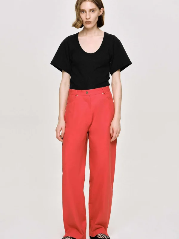 Online Source Unknown Pantalon A Jambe Cylindrique, Rouge