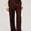 Sale Source Unknown Pantalon De Costume En Gabardine, Marron Merlot