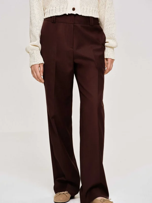 Sale Source Unknown Pantalon De Costume En Gabardine, Marron Merlot