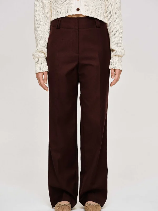 Best Source Unknown Pantalon De Costume En Gabardine, Marron Merlot