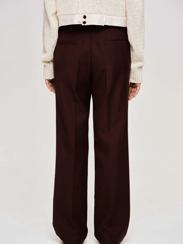 Best Source Unknown Pantalon De Costume En Gabardine, Marron Merlot