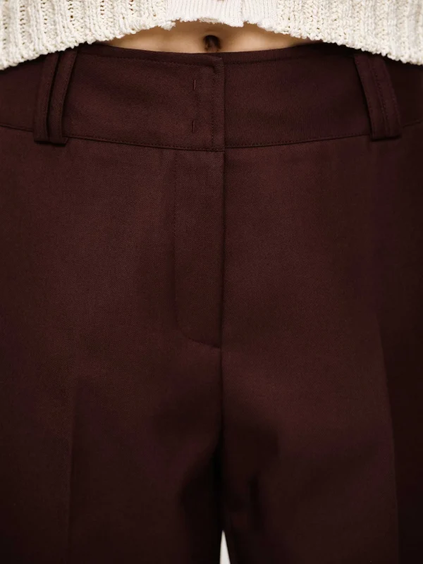 Sale Source Unknown Pantalon De Costume En Gabardine, Marron Merlot