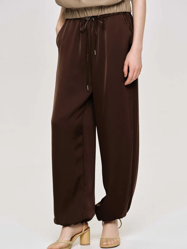 Hot Source Unknown Pantalon De Jogging En Satin, Rouge Merlot