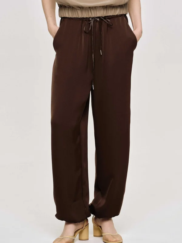 Hot Source Unknown Pantalon De Jogging En Satin, Rouge Merlot