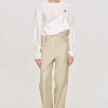 Online Source Unknown Pantalon Droit En Gabardine, Beige