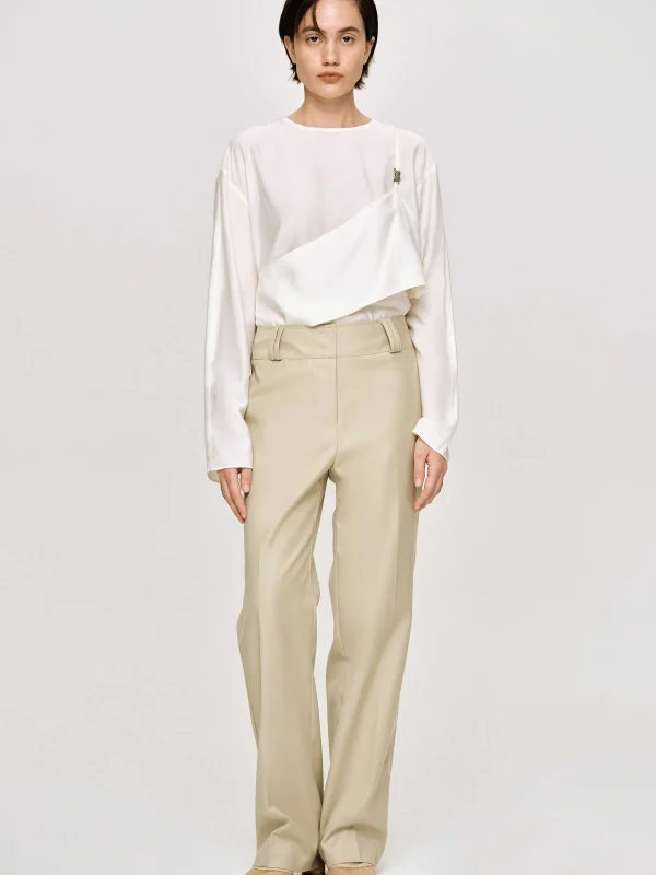 Online Source Unknown Pantalon Droit En Gabardine, Beige