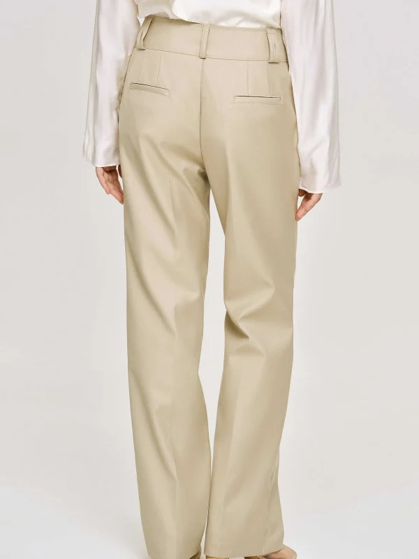 Online Source Unknown Pantalon Droit En Gabardine, Beige