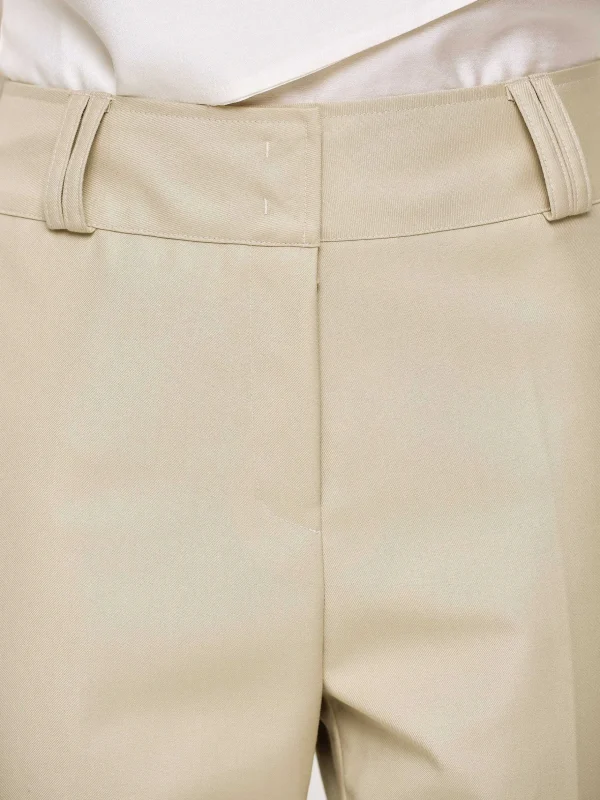 Online Source Unknown Pantalon Droit En Gabardine, Beige