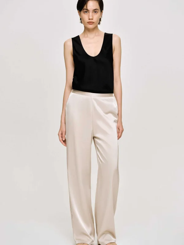 Clearance Source Unknown Pantalon En Crepe Satine, Champagne