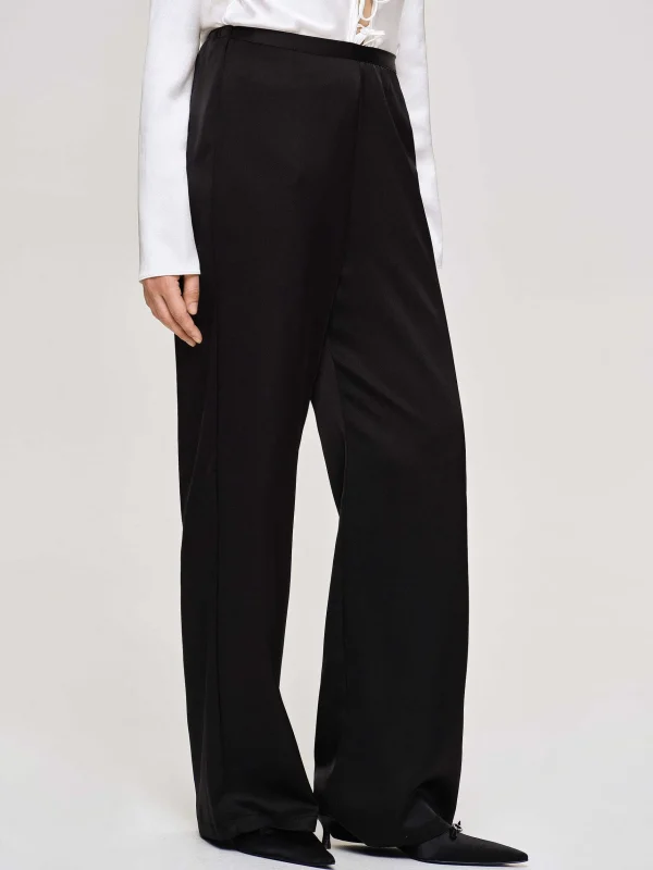 Fashion Source Unknown Pantalon En Crepe Satine, Noir