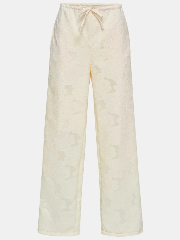 Discount Source Unknown Pantalon Jacquard A Cordon, Ivoire