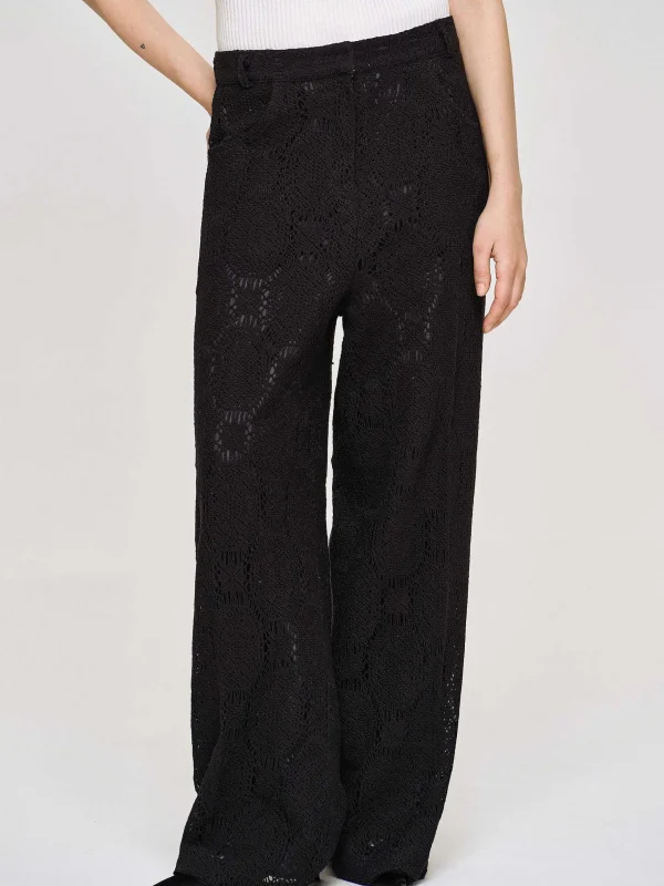 Online Source Unknown Pantalon Large Au Crochet Sevilla, Noir