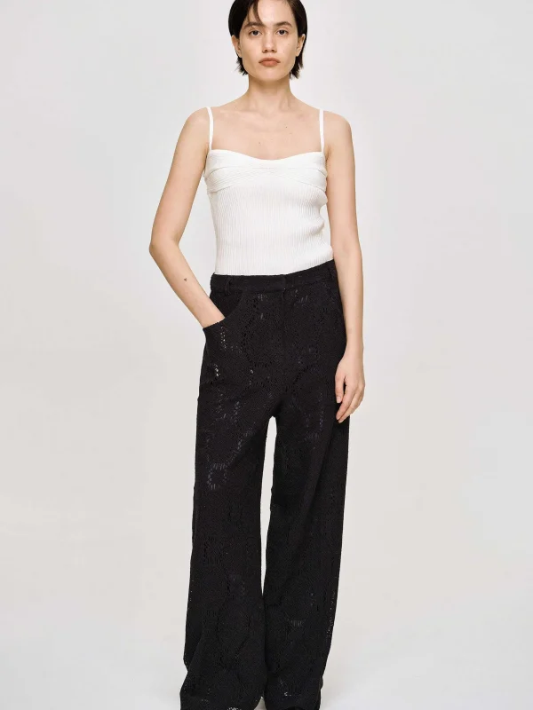 Outlet Source Unknown Pantalon Large Au Crochet Sevilla, Noir