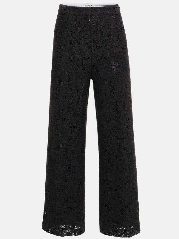 Outlet Source Unknown Pantalon Large Au Crochet Sevilla, Noir