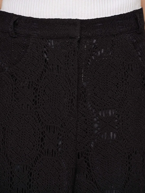 Outlet Source Unknown Pantalon Large Au Crochet Sevilla, Noir