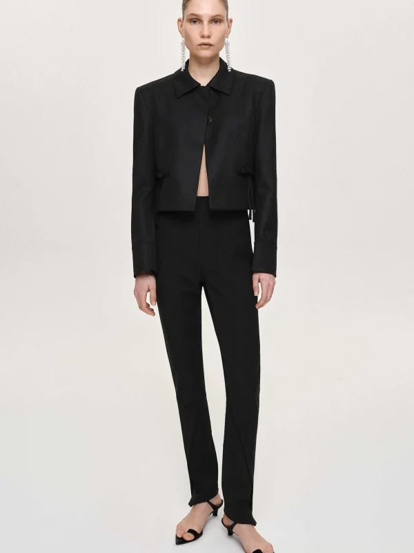 Flash Sale Source Unknown Pantalon Slim Coupe En Biais Tyia, Noir