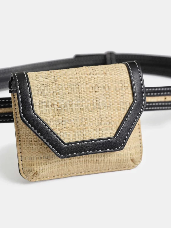 Shop Source Unknown Petit Sac Ceinture En Raphia, Naturel