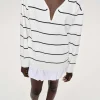 Fashion Source Unknown Pull Col V Profond, Rayures Blanches