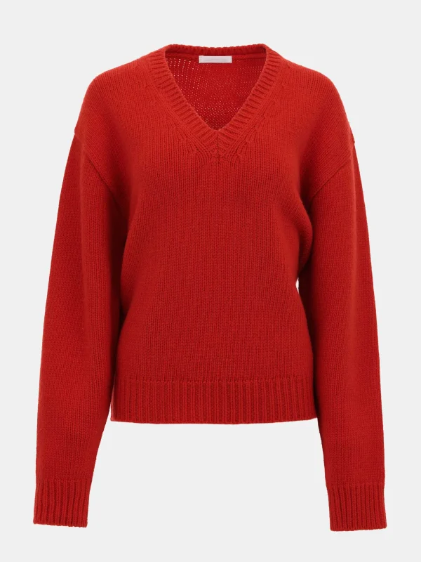 Sale Source Unknown Pull En Laine Extra Fine, Rouge