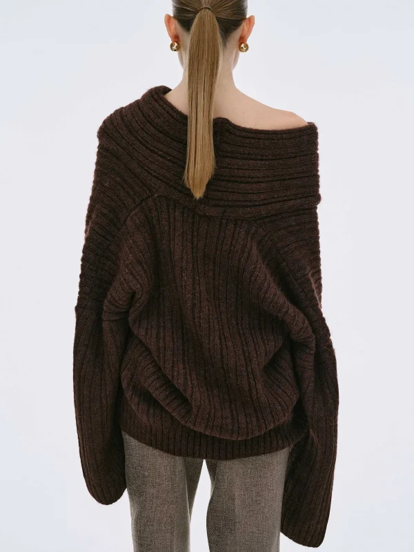 Discount Source Unknown Pull Surdimensionne En Tricot A Rouleau Eleve Becca, Chocolat