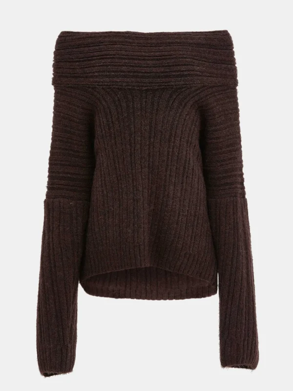 Discount Source Unknown Pull Surdimensionne En Tricot A Rouleau Eleve Becca, Chocolat