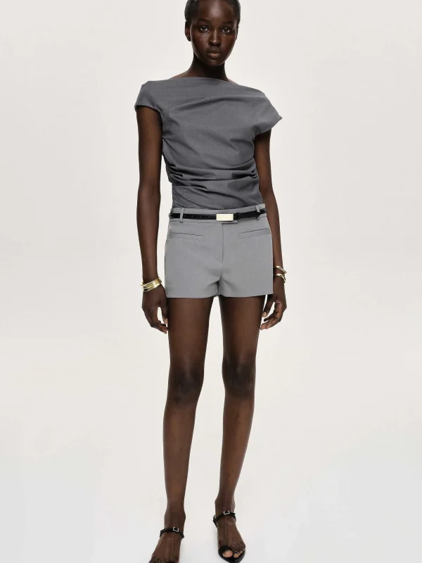 Online Source Unknown Short A Poche Passepoilee Ulna, Gris