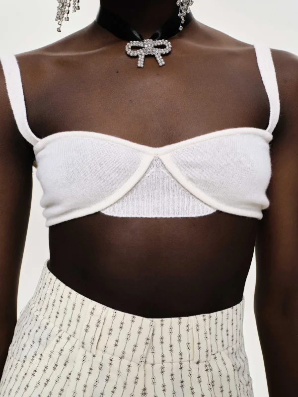 Hot Source Unknown Soutien-Gorge En Tricot Cotele, Blanc