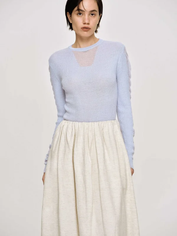 Online Source Unknown Tricot A Manches Transparentes, Bleu Ciel