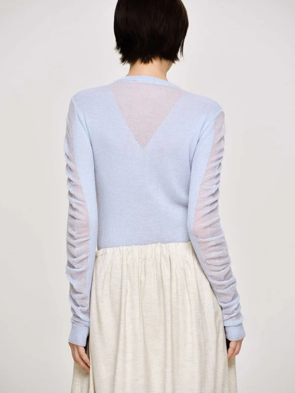 Online Source Unknown Tricot A Manches Transparentes, Bleu Ciel