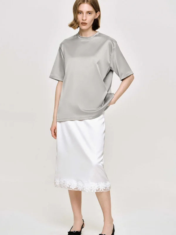 Online Source Unknown T-Shirt En Satin, Argent