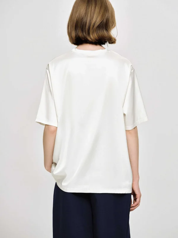 Online Source Unknown T-Shirt En Satin Soyeux, Blanc