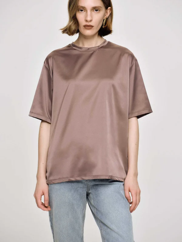 Online Source Unknown T-Shirt En Satin Soyeux, Haricot Rouge