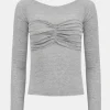 Best Sale Source Unknown T-Shirt Slim En Jersey Bustier, Gris Brume