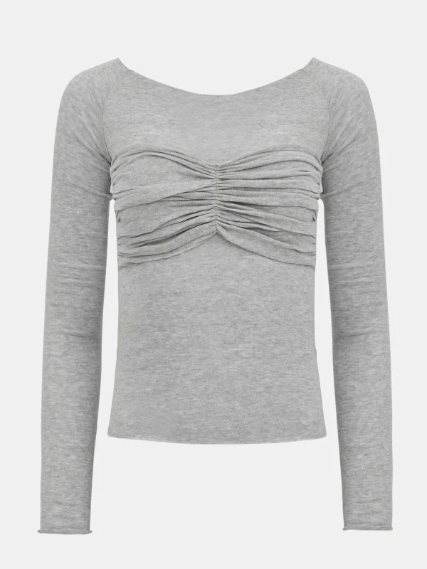 Best Sale Source Unknown T-Shirt Slim En Jersey Bustier, Gris Brume