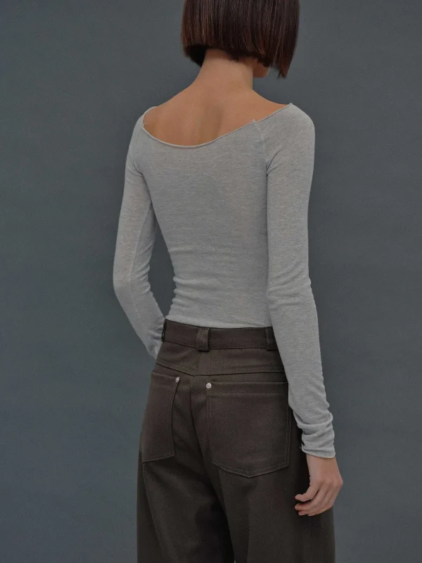 Sale Source Unknown T-Shirt Slim En Jersey Bustier, Gris Brume