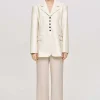 New Source Unknown Veste Boutonnee En Simili Cuir, Beige Chaud